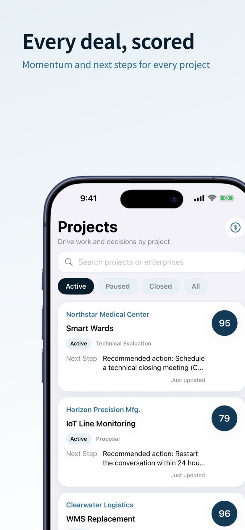 VINEQRA project list on iPhone